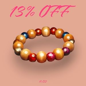 A wooden multicolor bracelet